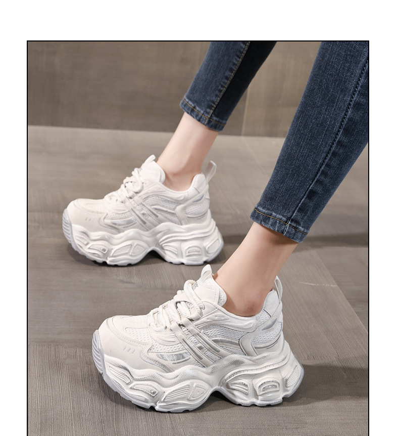 Giày sneaker nữ chunky đế dày tăng chiều cao phong cách thể thao — màu trắng chi tiết 12