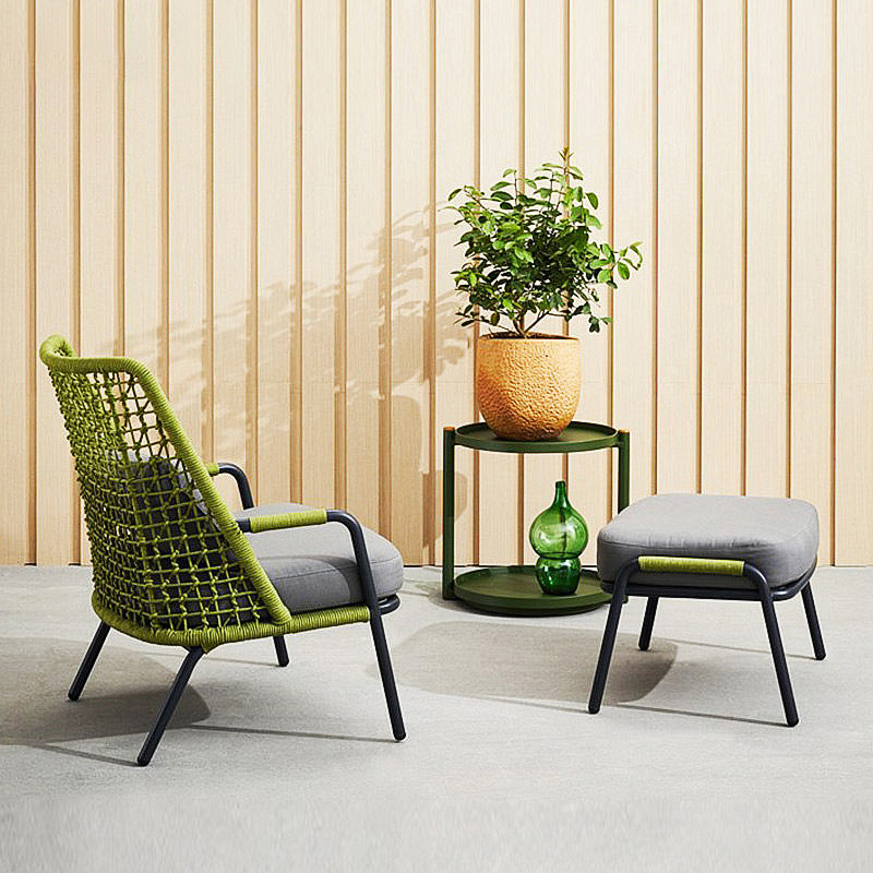 Sofá de exterior tejido con cuerda, silla de ocio creativa de diseño para patio y jardín, sofá impermeable y resistente al sol para terraza de villa. image 4