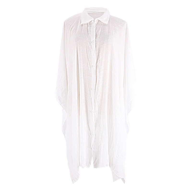 New Bamboo Cotton Shirt Style Loose Beach Cardigan Vacation Sun Protection Clothing Bikini Cover-Up Swimsuit with Cardigan