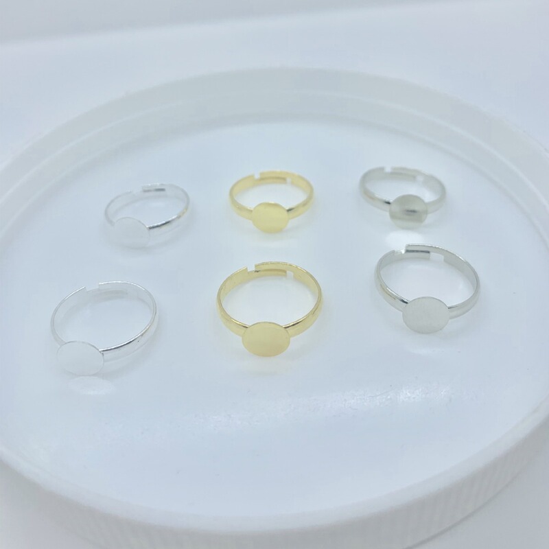 Copper plated 18K gold-coated color-retaining flat bottom ring holder flat bottom support diy adjustable ring ring ring accessories