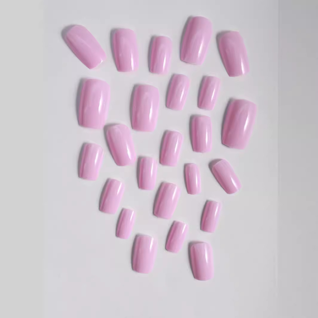 Uña de desgaste rectangular rosa positivo manicure al por mayor manicure productos terminados desmontables manicure al por mayor de alto nivel