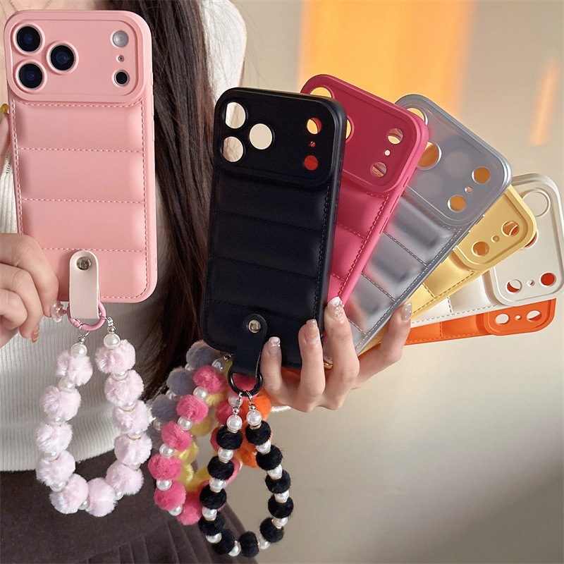 Neue Daunenjacke, iPhone 17 Armband-Handyhülle, passend für 16, 78, 12/15, Lanyard 14, Ölspray 13/11_voghion.com