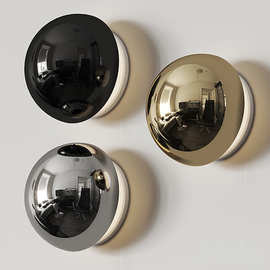 现代圆球玻璃极简创意个性背景墙装饰灯北欧风简约壁灯卧室床头灯
