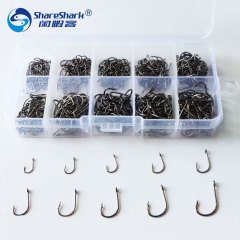 Fishhook Iseni fishhook set with hole fishhook fishing gear 500 pieces in box black gold