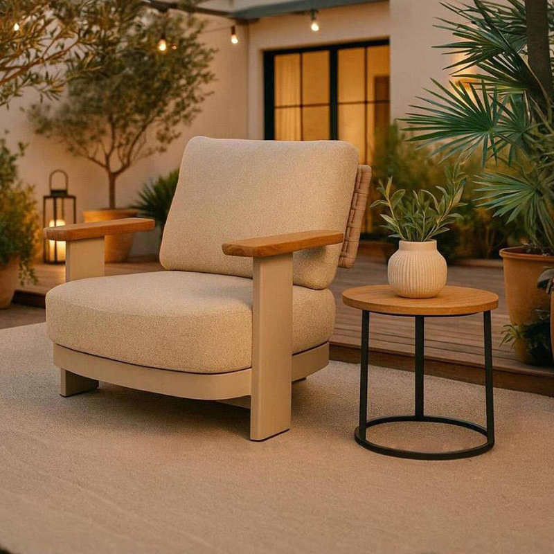 Sofá de tejido de cuerda al aire libre, diseño de terraza de jardín al aire libre, mobiliario de ocio, casa de patio, combinación de sofá de aleación de aluminio image 4