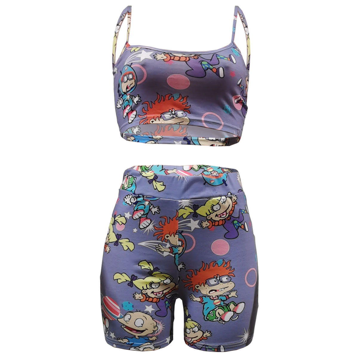 fashion cartoon printing shorts two-piece set NSSJW58845