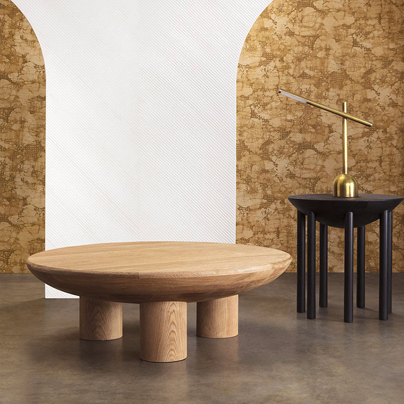 Miji estilo de madera maciza simple moderno ronda Nordic mesa de café sala de estar pequeño apartamento Mesa Redonda muebles para el hogar