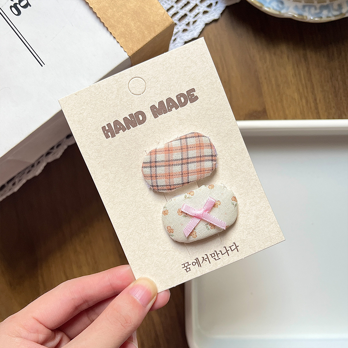 Polvo naranja Plaid Butterfly Hairpin