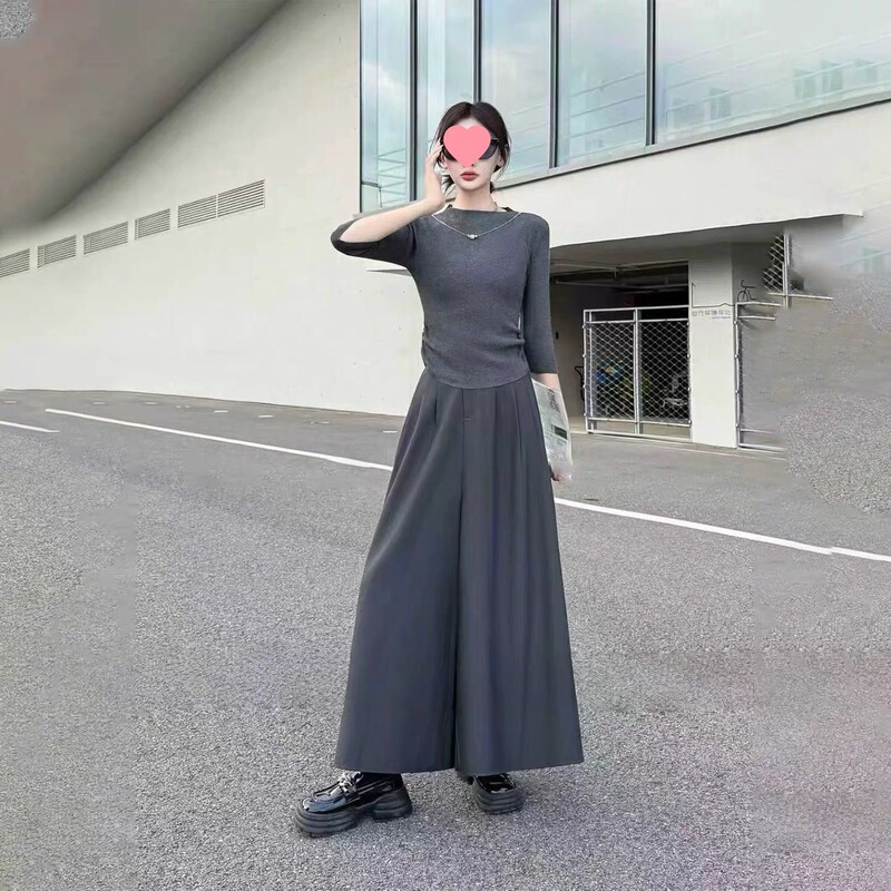 时尚套装女2025秋季新款减龄显瘦洋气炸街气质半高领阔腿裤两件套|undefined