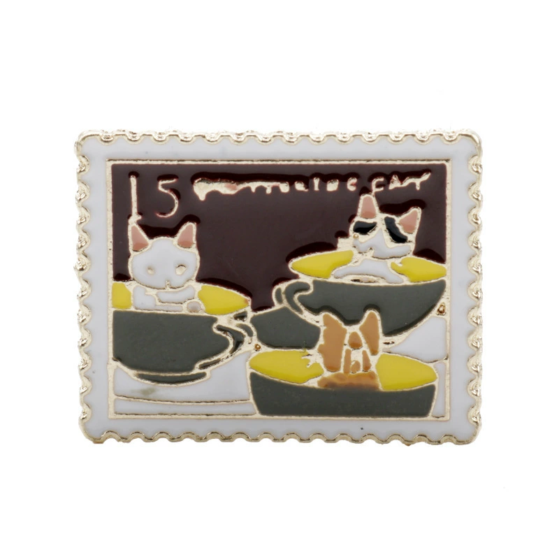 Кофейные штампы в мультяшном стиле, эмаль, брошь, значок, аксессуар, сумка, набор, котик, (Физика)