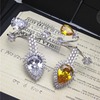 Luxury star exaggerated pear -shaped water droplet simulation diamond ring personalized yellow diamond ring S925 silver plating 18K gold foreign trade