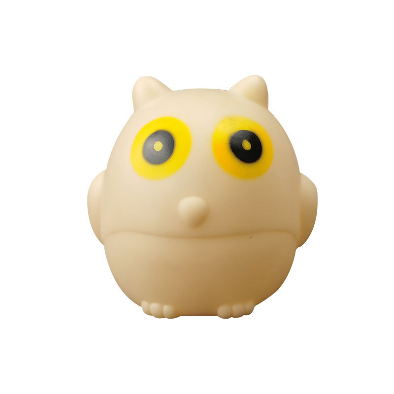 卸売りの露店のアイデアのおもちゃのフクロウの発光のかわいいledの小さい夜の明かりのベッドのヘッドライトのゴムのおもちゃ|undefined