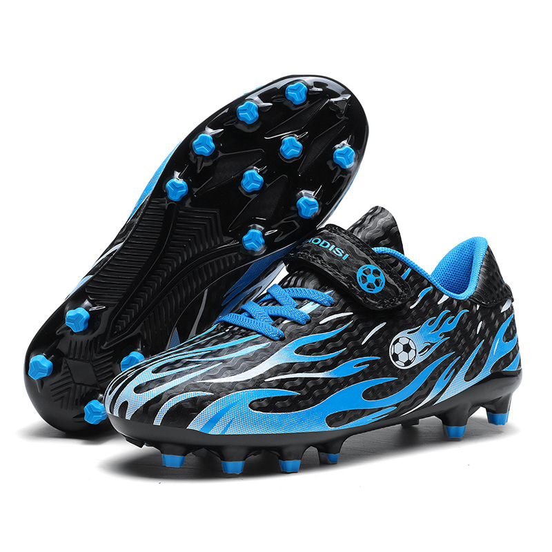 Scarpe da calcio sportive per bambini e bambine con chiusura in velcro e tacchetti, ideali per l'allenamento degli studenti delle scuole elementari._voghion.com