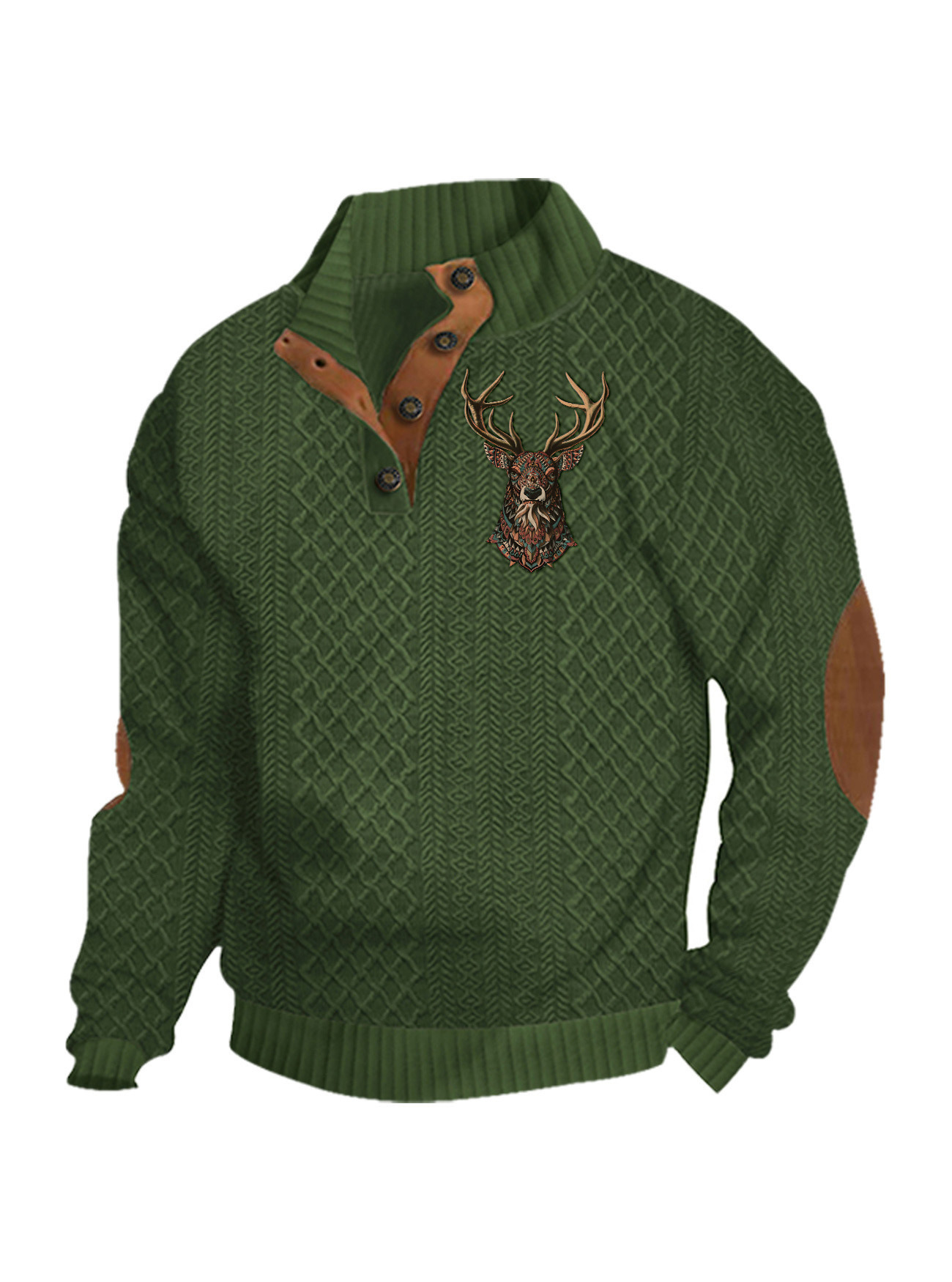 Transfronterizos Amazon otoño invierno caliente tamaño europeo para hombres al aire libre imitación de cuello de manga larga impresa hoodie de tres botones