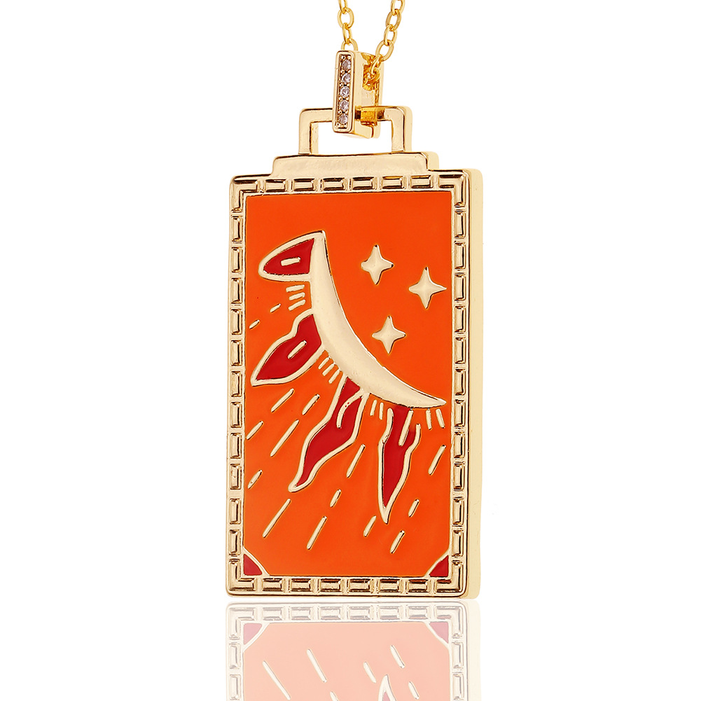 hiphop jewelry copperplated 18K gold pendant oil drip necklace womenpicture2