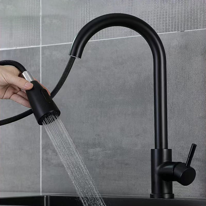 Cross-border South American 304 stainless steel pull-out faucet, cold and hot household kitchen sink, sink, water faucet Application Scenario