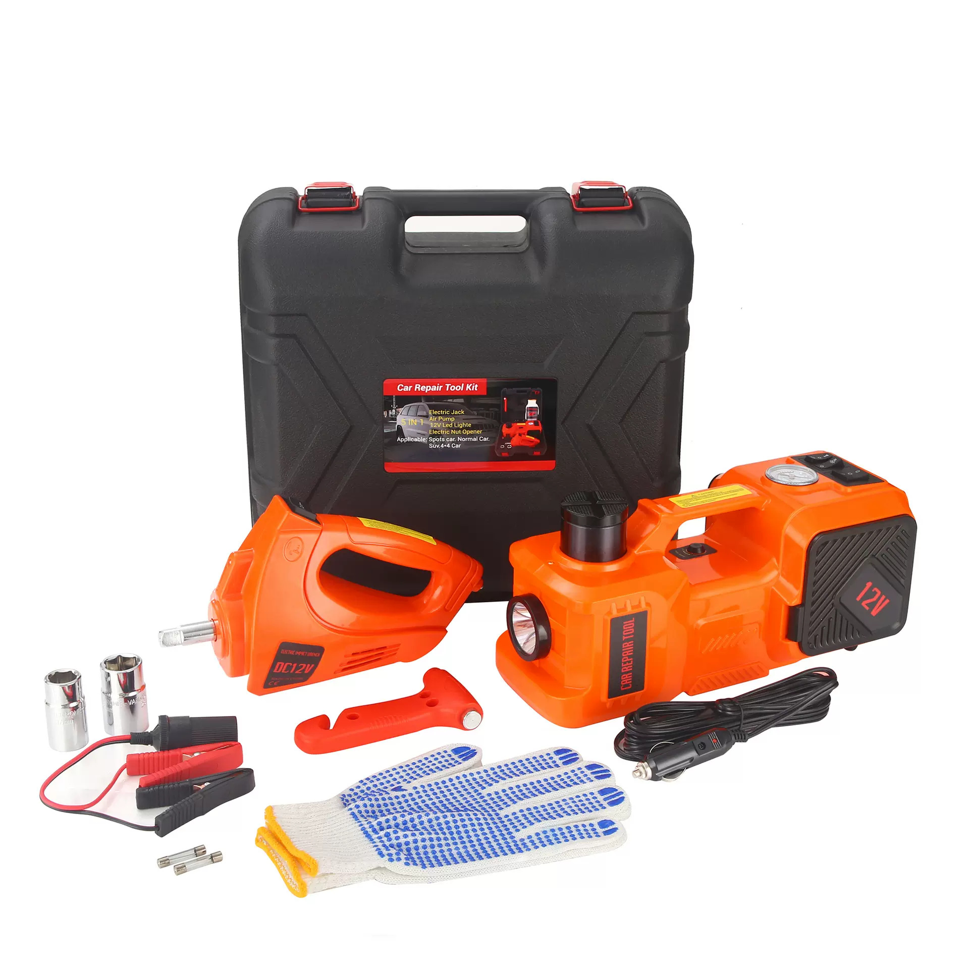 汽车12V电动液压千斤顶越野款充气泵三合一换胎工具车载千斤顶