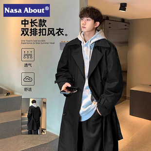NASA mid-length trench coat men's autumn and winter 2024 new cityboy handsome loose fashion casual coat