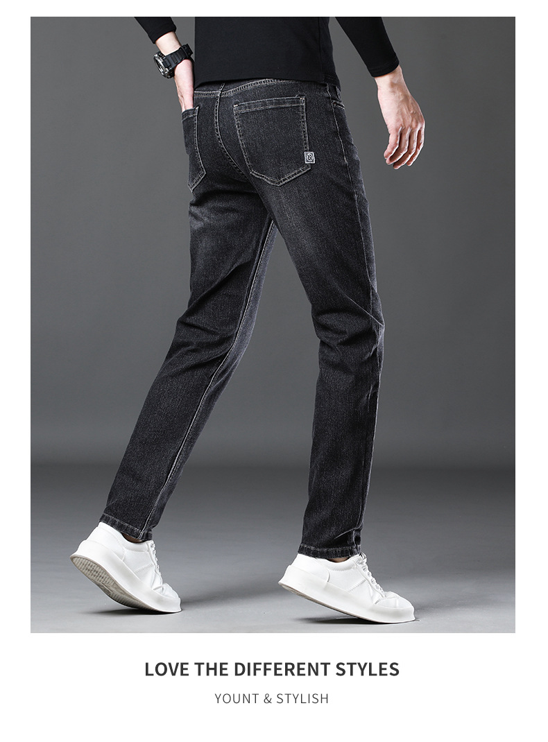 Men's jeans with three-dimensional slim fit and versatile casual straight leg pants_voghion.com