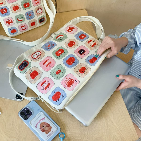 New cross-border ins-style illustration print handbag iPad case for girls 9/11/14/16inch laptop sleeve
