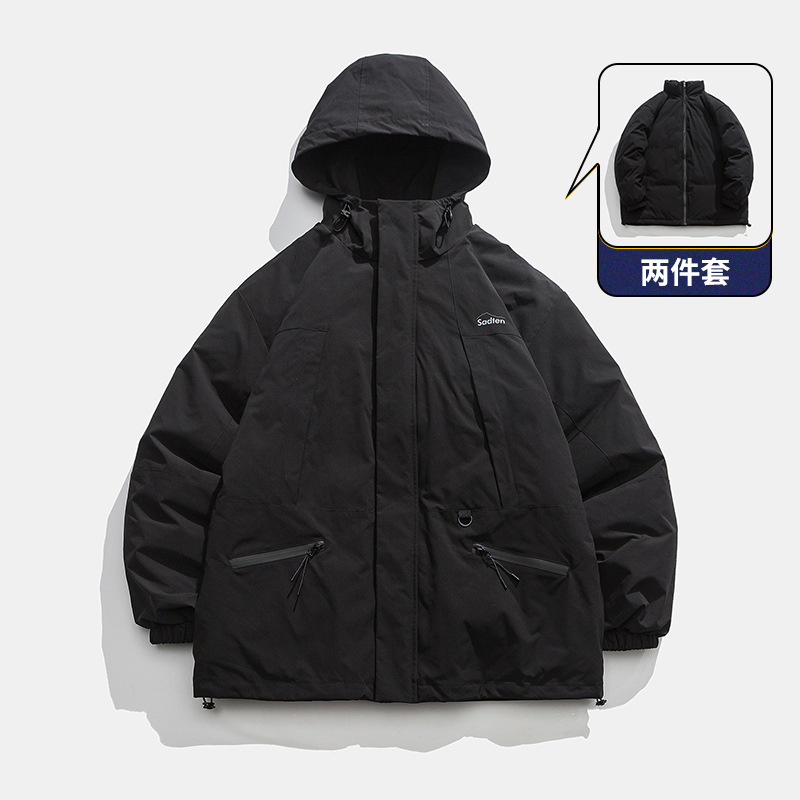 Invierno al aire libre a prueba de viento impermeable tres en uno Chaqueta de algodón acolchado forro Chaqueta de algodón acolchado chaqueta desmontable para hombres y mujeres chaqueta caliente