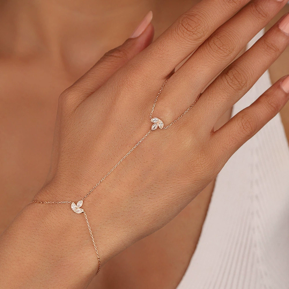 Трансграничный европейский и американский браслет-варежка с простым листом, свадебный браслет для невесты, высококачественная женская цепочка на руку, инкрустированная бриллиантами