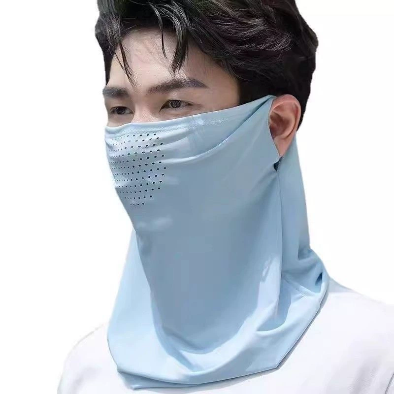 Мужская маска, шелковая вуаль, шарф, защита от солнца, защита от UV, с защитой шеи