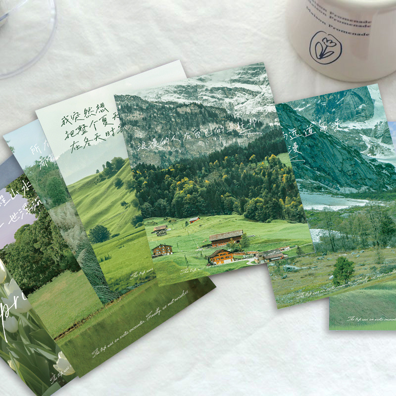 Tarjetas postales paisajísticas tarjetas de felicitación paisaje natural decoración de pared pegatinas de pared ins winddiy tarjeta de bendición manuscrita
