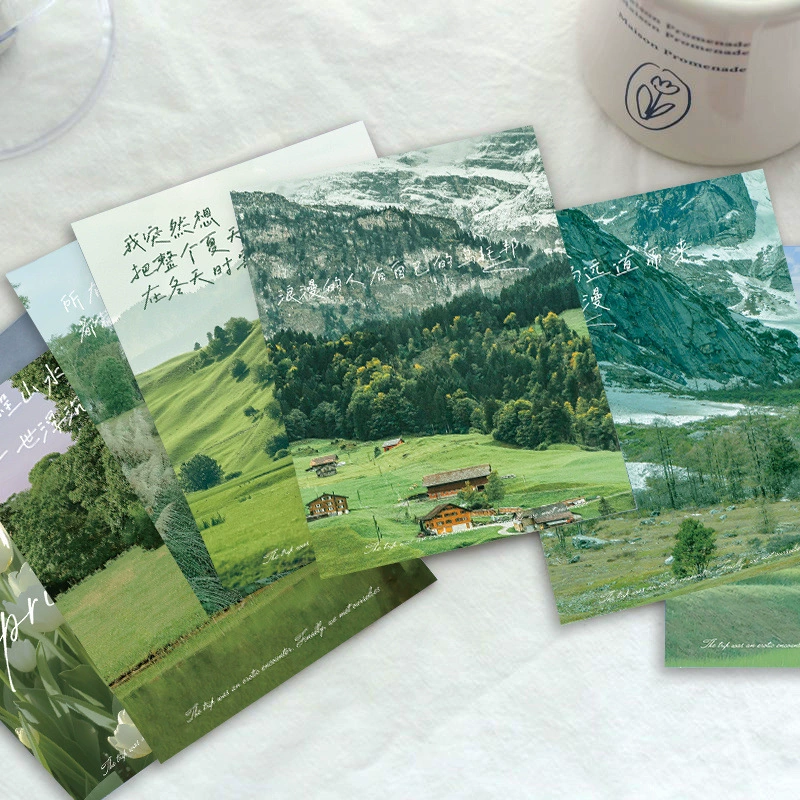 Пейзажная открытка, лечебный лес, поздравительная открытка, природные пейзажи, украшение на стену, стикер на стену, стиль ins, сделай сам, рукописная открытка с благословением