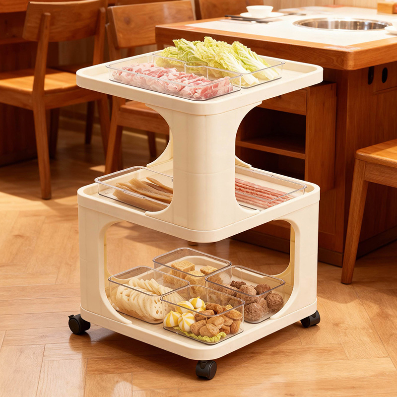 Kitchen Prep Storage Rack, Multi-Layer Countertop Dish Tray, Multifunctional Storage Organizer, Hot Pot Ingredient Rack
