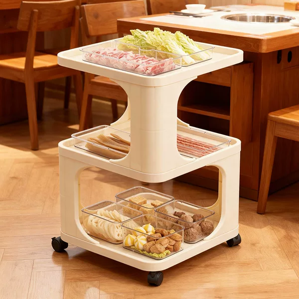 Kitchen Prep Storage Rack, Multi-Layer Countertop Dish Tray, Multifunctional Storage Organizer, Hot Pot Ingredient Rack