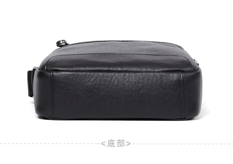 Túi đeo chéo nam da bò lớp đầu, túi đeo vai mở rộng đựng máy tính bảng 9 inch — Màu đen chi tiết 15