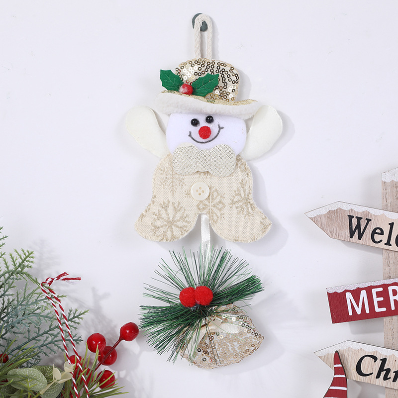 Arte de tela de Santa Claus, inserto de aguja de pino, arreglo floral, decoración de flores secas, corona de ratán, decoración navideña, decoración de árbol de Navidad