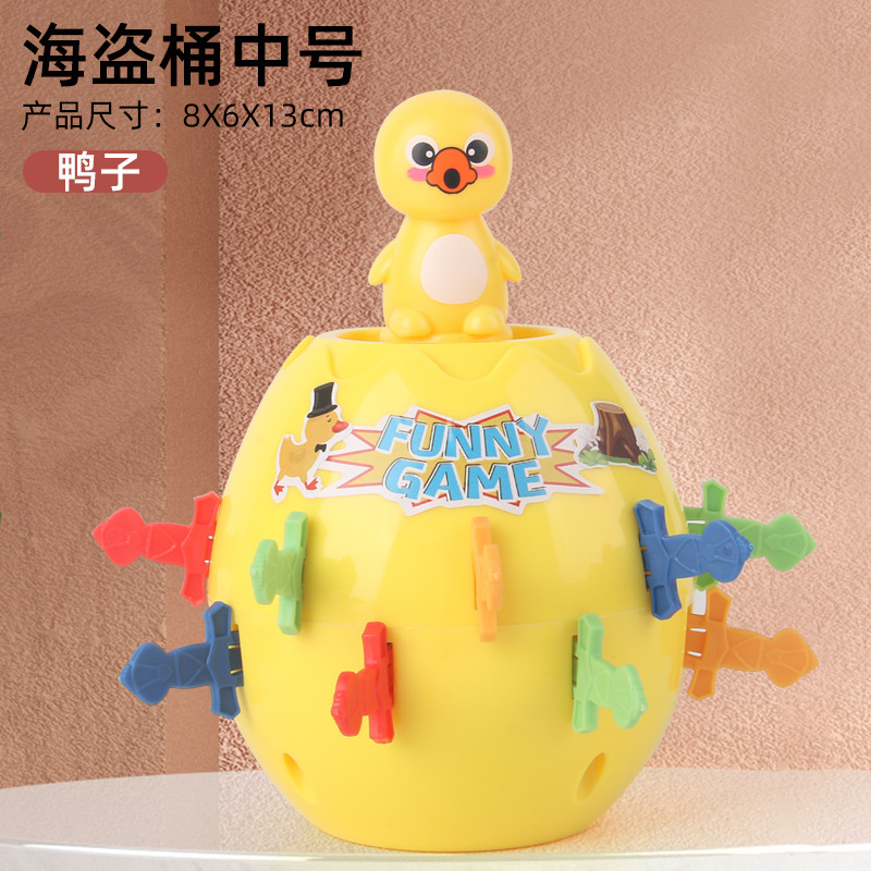 Novedad creativo pirata barril juguete de los niños interactivos parodia espinoso alcancía pirata dinosaurio cubo madera escritorio juguete