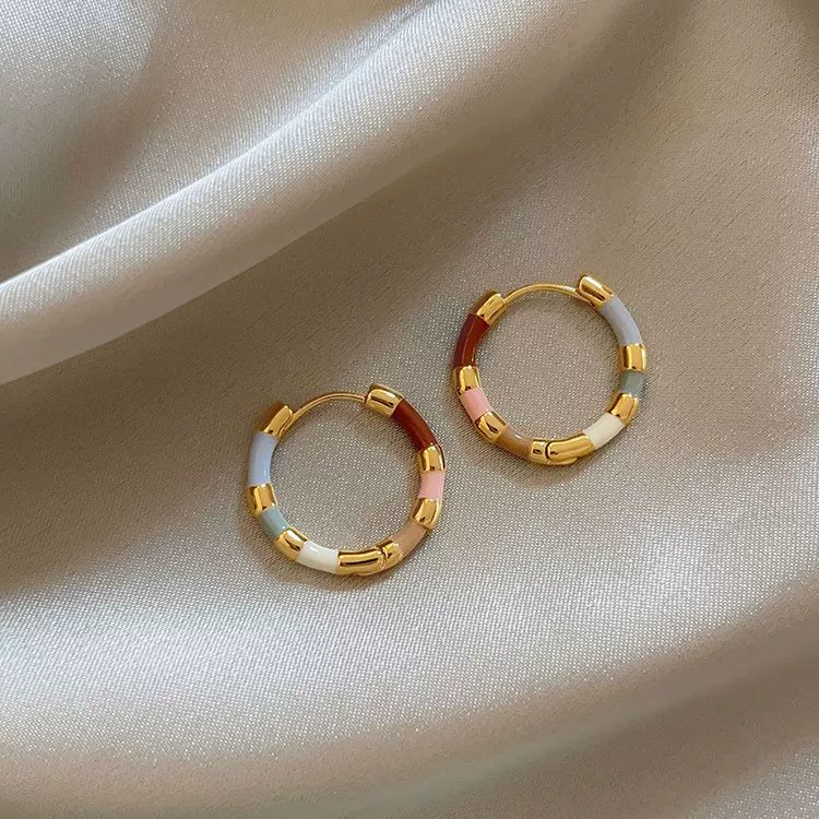 Ретро-эмаль earrings, французский ретро стиль, стиль легкой роскоши, китайский стиль