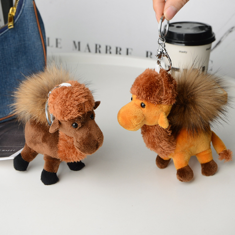 Personalized and Creative Desert Boat Fur Ball Pendant Kidsren's Gift Raccoon Fur Ball Camel Keychain Doll Plush Toy