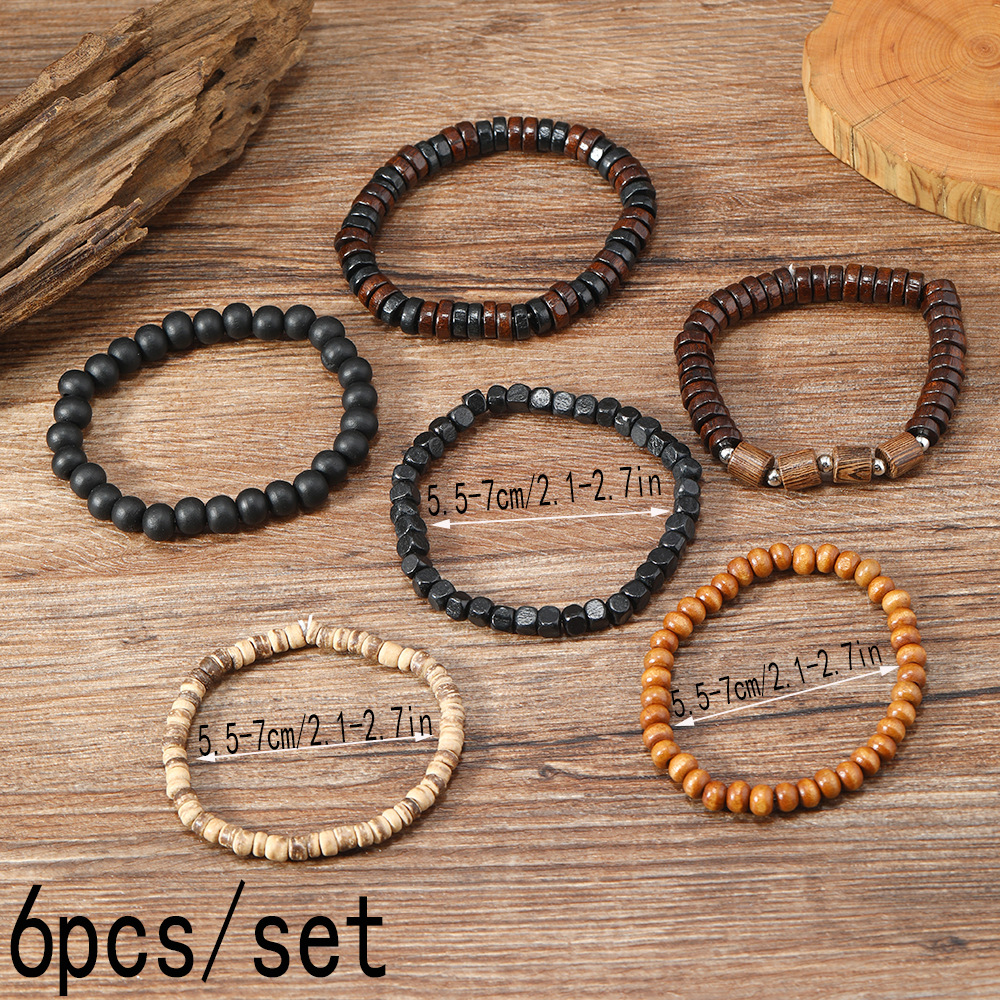 Holiday, Daily, Street Occasion Casual Retro Simple Style Geometric Elastic String Wood Beaded Men's Bracelets Men Beaded Bracelets