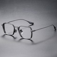 手工近视纯钛眼镜框125同款大脸复古全框多边形高度数眼镜架