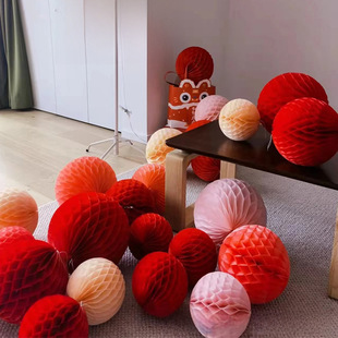 Paper honeycomb ball wholesale wedding wedding paper lanterns Little red book, the same year old birthday decoration festival decoration