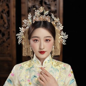 Chinese bride headdress XiuHe atmospheric costume dress red phoenix XiaPei hair suit antique wedding decoration