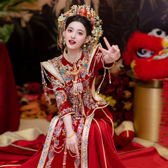 シルク秀禾服2025年新型新婦結婚中国式ドレス秀禾結婚服大きいサイズの高級秀と痩せています。