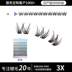 欧米向けのつけまつげ貿易、セクション式のつけまつげ、濃密で黒い根、柔らかく自己移植可能な3倍の長さの人工燕尾型つけまつげ
