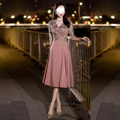 2025小晚礼服裙女平时可穿参加婚礼妈妈装婚宴高级感亮片年轻款主