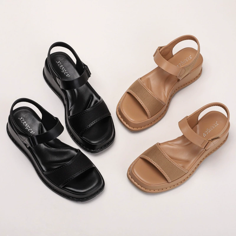 Summer shoes with velcro for leisure, universal sandals platform, footwear