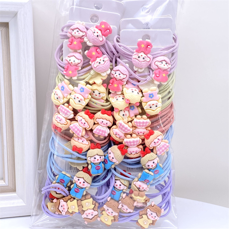 Tarjeta Linda cuerda de pelo de animal dulce niña corazón 2022 nueva cabeza cuerda de goma cubierta de cuero japonés y coreano