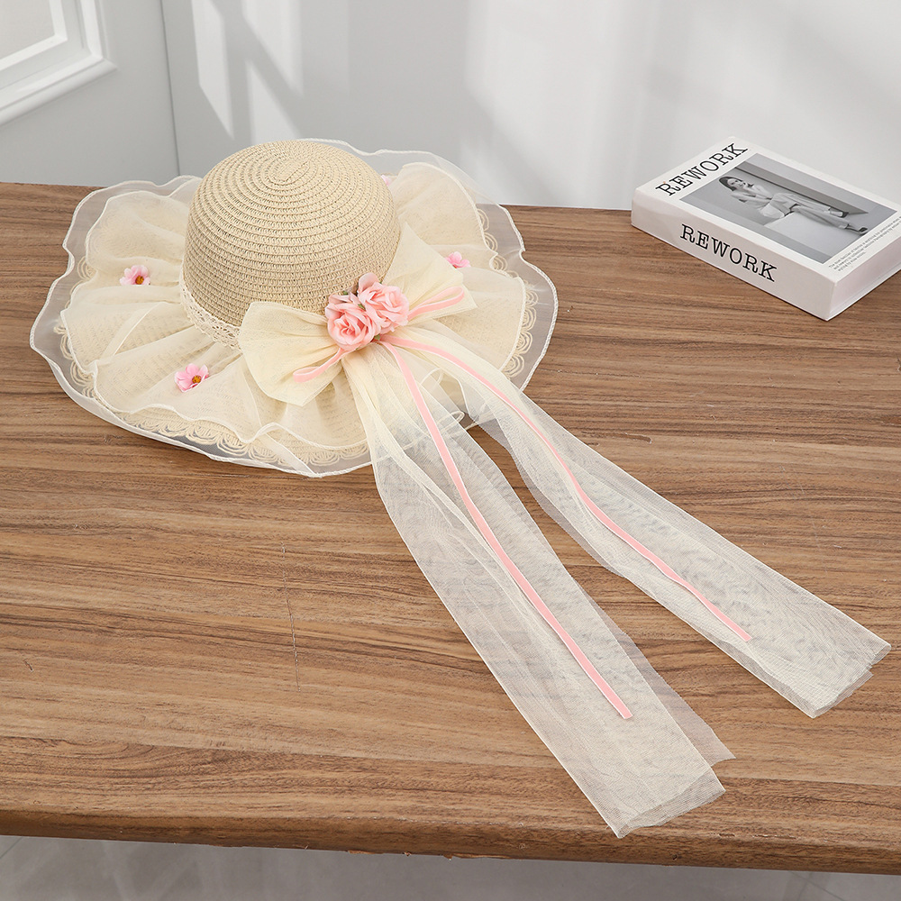 Sombrero paja ala ancha con lazo verano