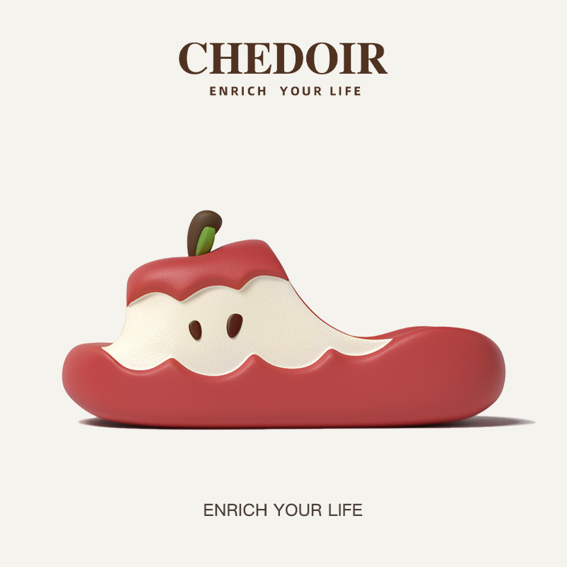 New Original Apple Parent-child Sandals and Slippers Fashion Cute 2025 Spring and Summer Thick Bottom Home Wear Women's One-word Slippers