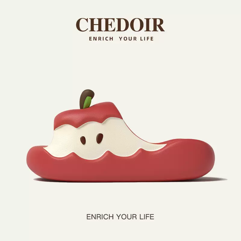 新款原创苹果亲子凉拖鞋时尚可爱 2025 春夏厚底居家外穿一字拖女