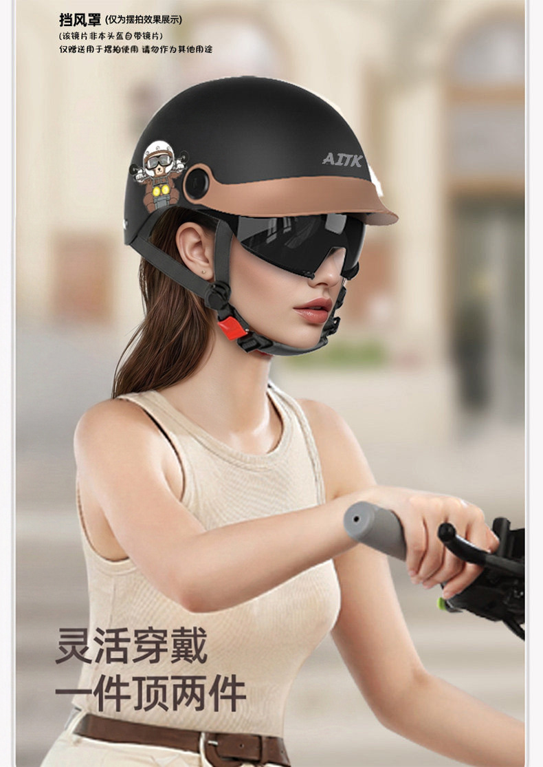 New national standard 3C certified electric motorcycle helmet for men and women, summer retro half helmet, breathable and lightweight helmet for all seasons
