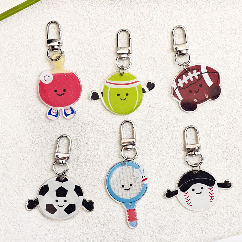 Acrylic Cute Double-Sided Cartoon Sports Style Tennis and Baseball Pendant DIY Backpack Keychain Decoration Acrylic Cute Double-Sided Cartoon Sports Style Tennis and Baseball Pendant DIY Backpack Keychain Decoration